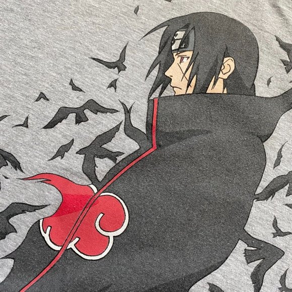 Naruto 20th Anniversary M Itachi Uchiha Crow Swarm Anime Manga Graphic T-Shirt - Picture 3 of 12